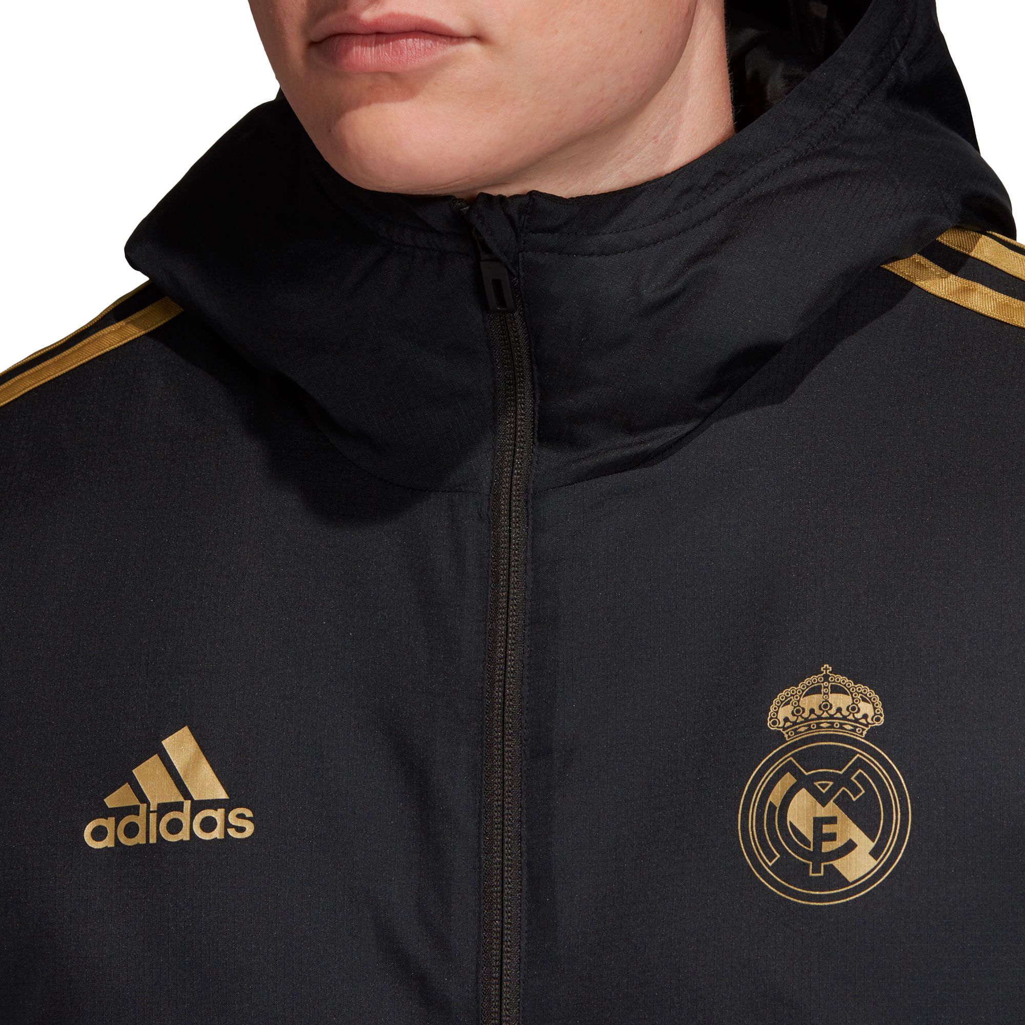 Abrigo Real Madrid 2019/2020 Negro Oro - Fútbol Factory