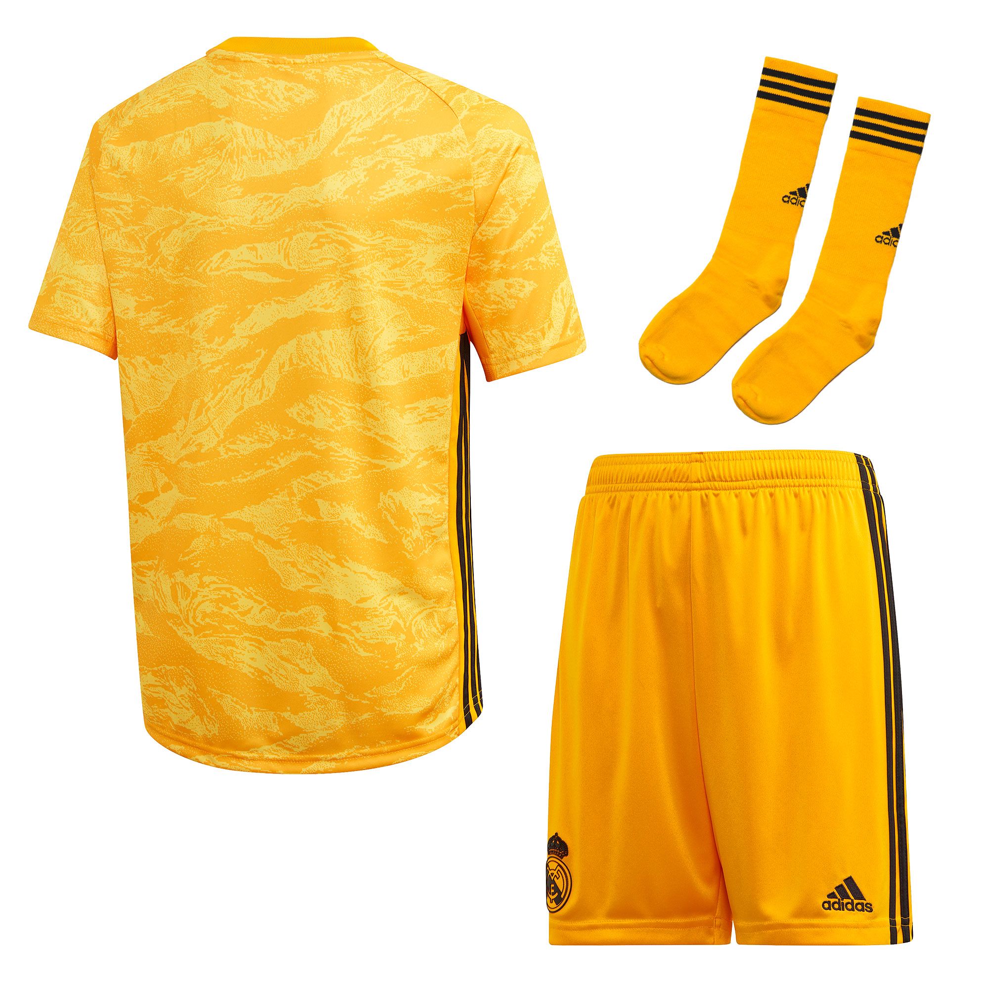 Conjunto 1ª Real Madrid Portero 2019/2020 Junior Amarillo - Fútbol Factory