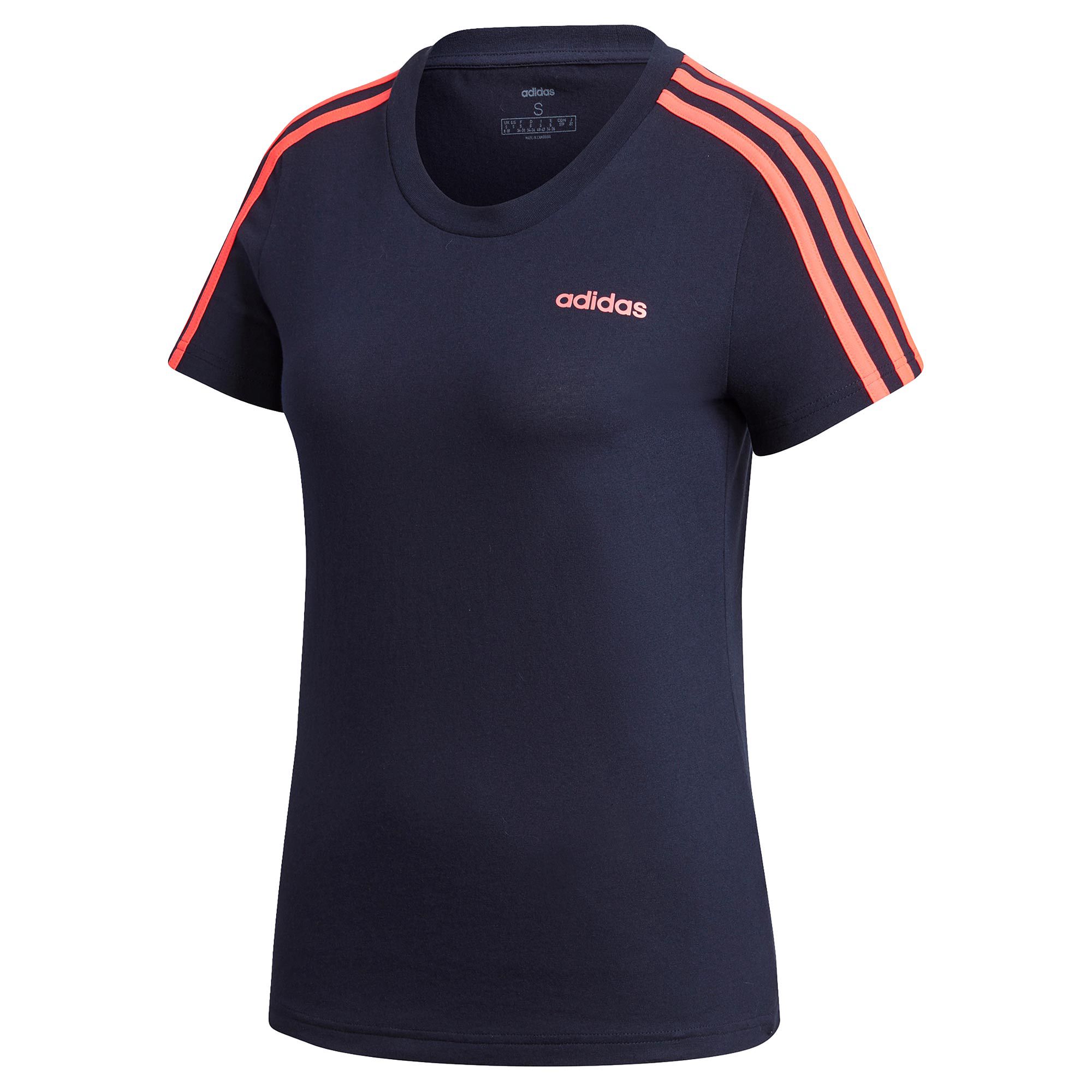 Camiseta de Paseo Essentials Tres Bandas Mujer Marino Coral - Fútbol Factory