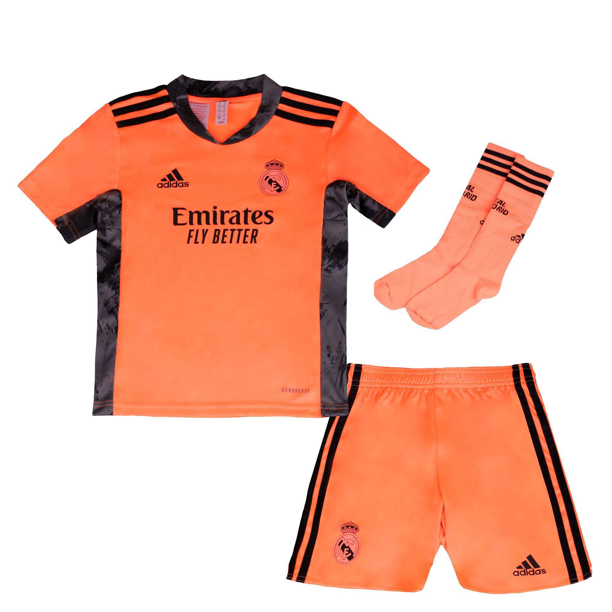 Conjunto 2ª Portero Real Madrid 2020/2021 Junior Naranja - Fútbol Factory