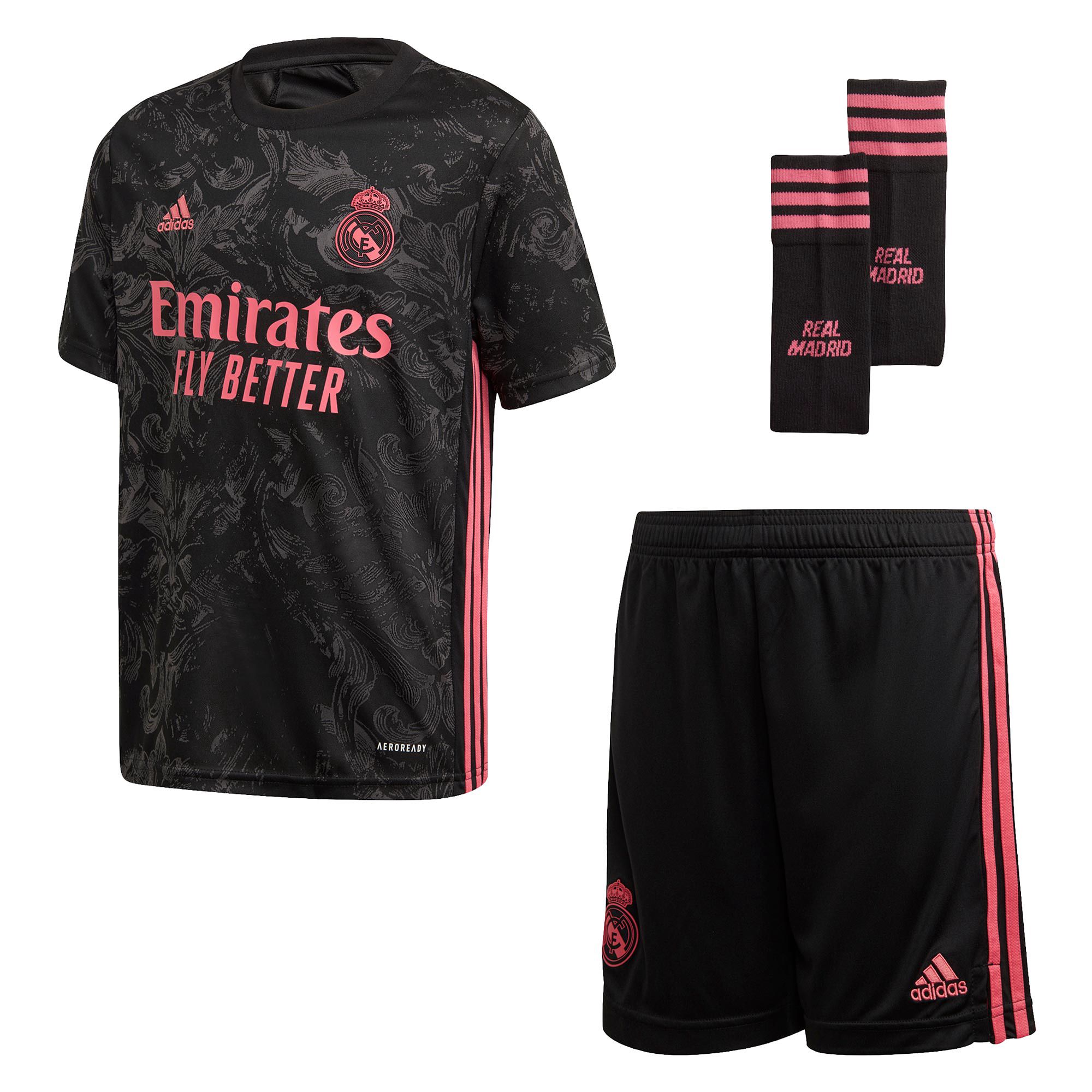 Conjunto 3ª Real Madrid 2020/2021 Junior Negro Rosa - Fútbol Factory