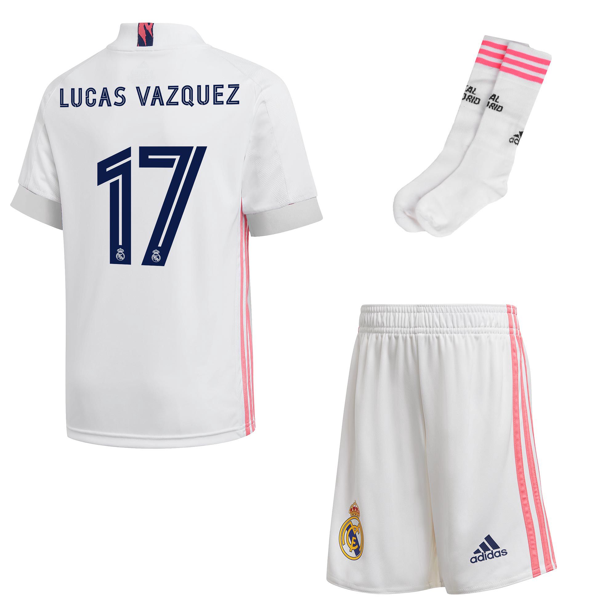 Conjunto 1ª Real Madrid 2020/2021 Junior Lucas Vázquez - Fútbol Factory