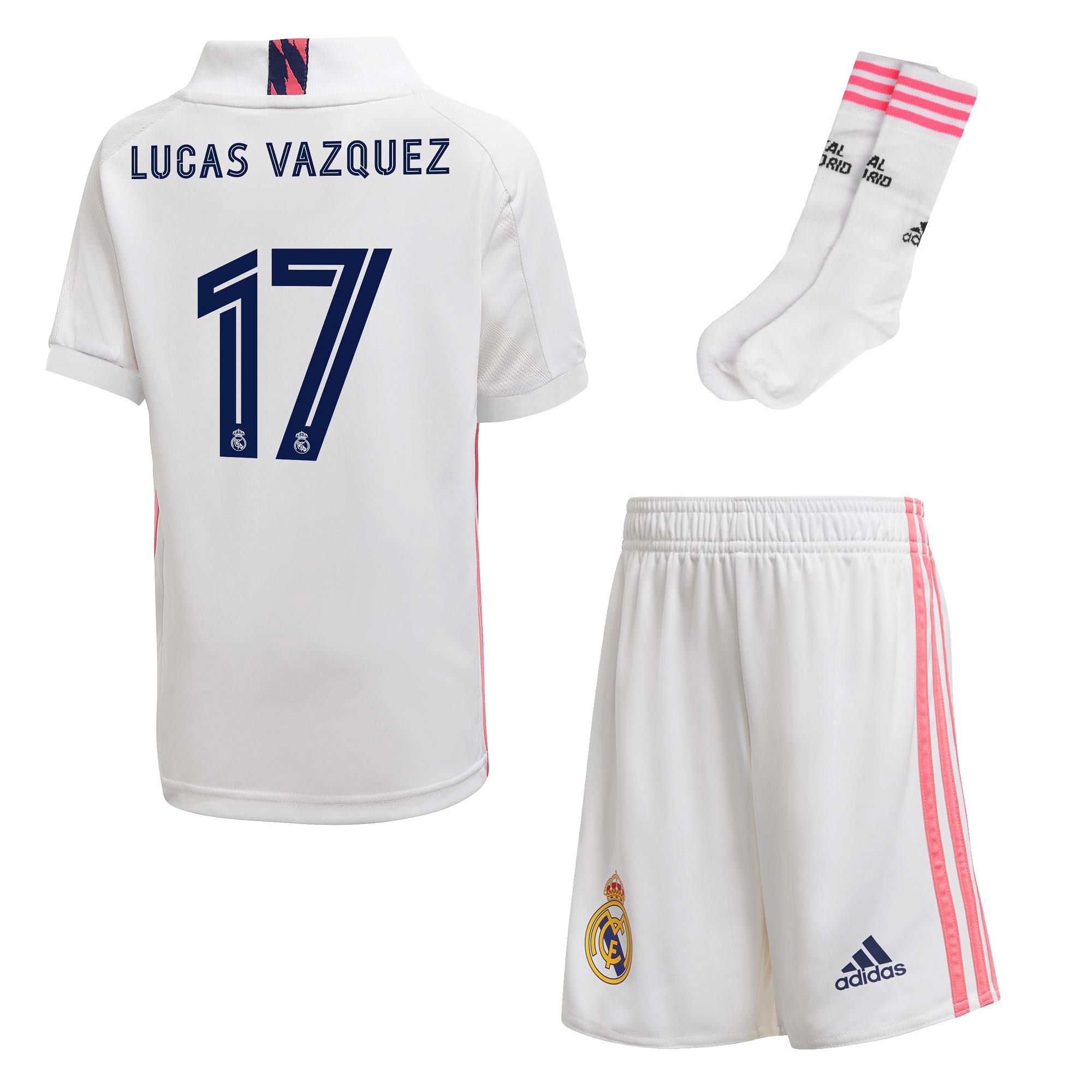 Conjunto 1ª Real Madrid 2020/2021 Infantil Lucas Vázquez - Fútbol Factory