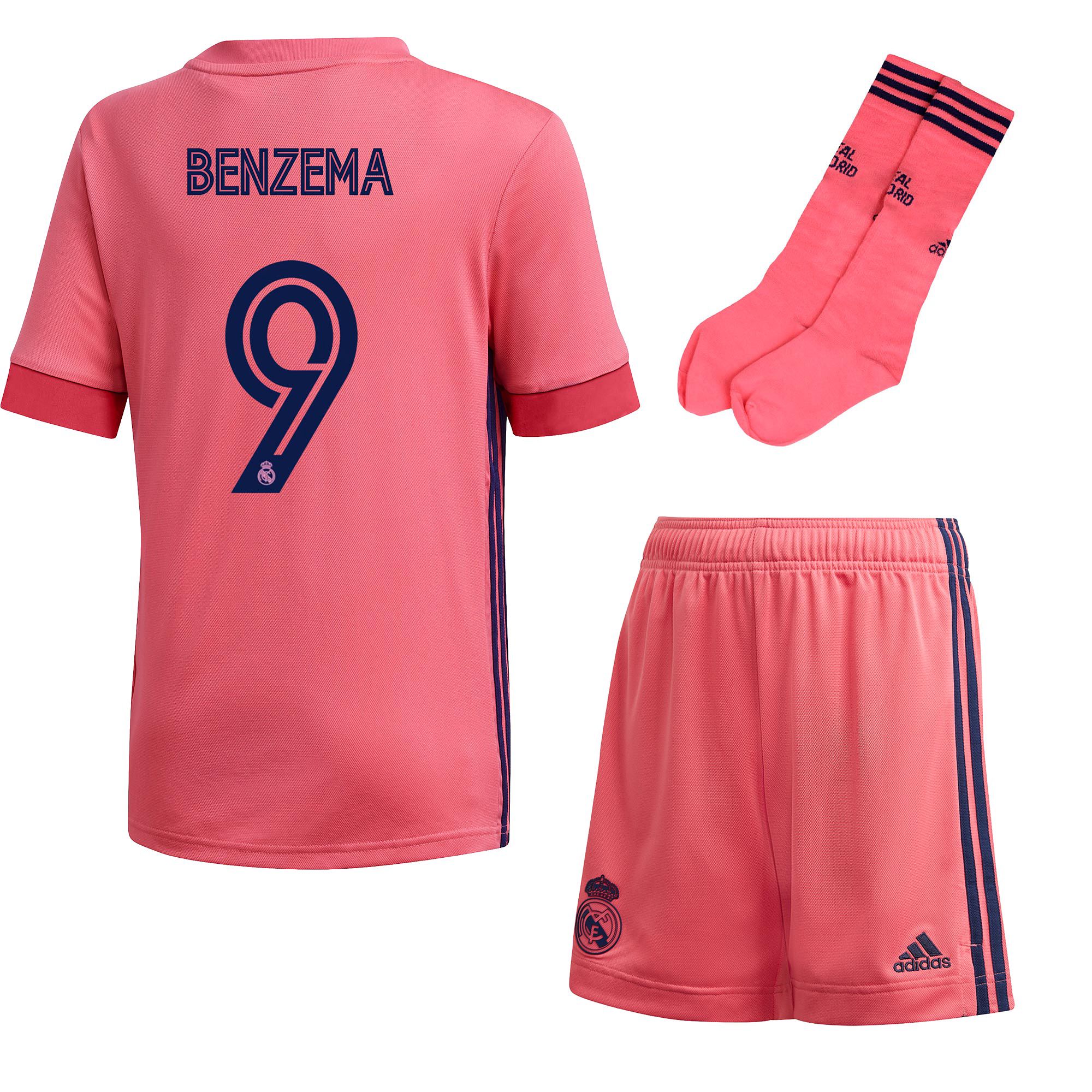 Conjunto 2ª Real Madrid 2020/2021 Junior Rosa Benzema - Fútbol Factory