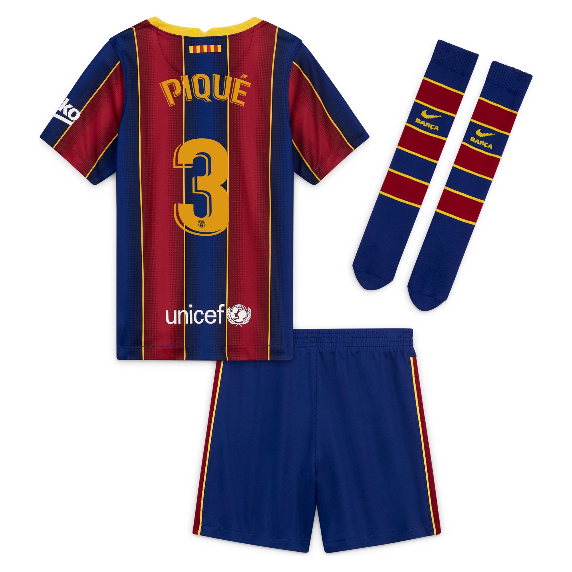Conjunto 1ª FC Barcelona 2020/2021 Infantil  Piqué - Fútbol Factory