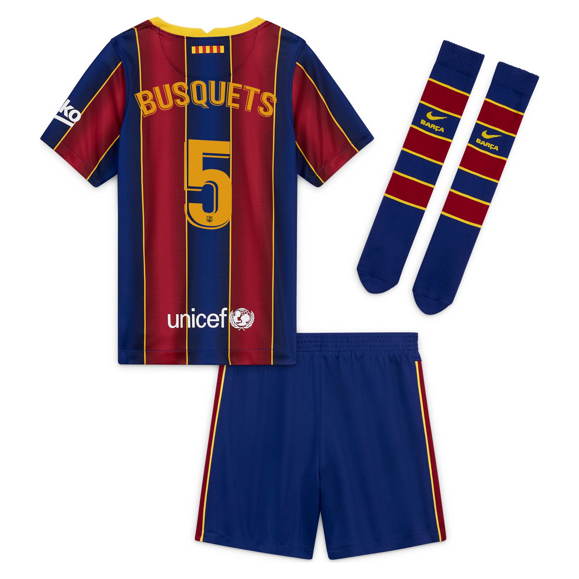 Conjunto 1ª FC Barcelona 2020/2021 Infantil  Sergio - Fútbol Factory