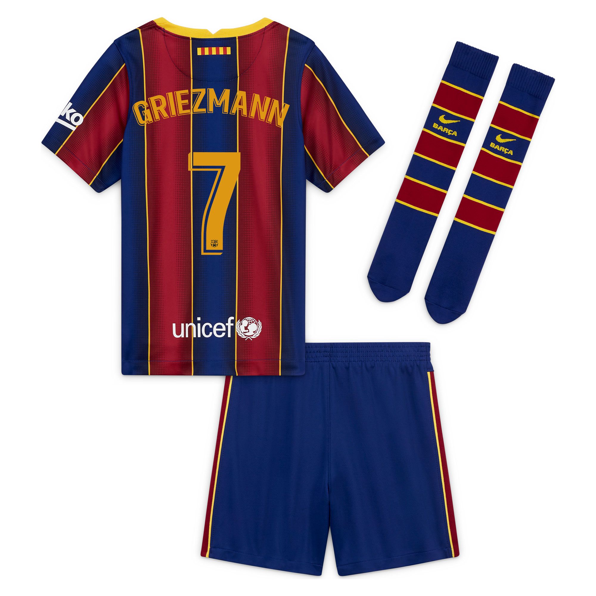 Conjunto 1ª FC Barcelona 2020/2021 Infantil  Griezmann - Fútbol Factory