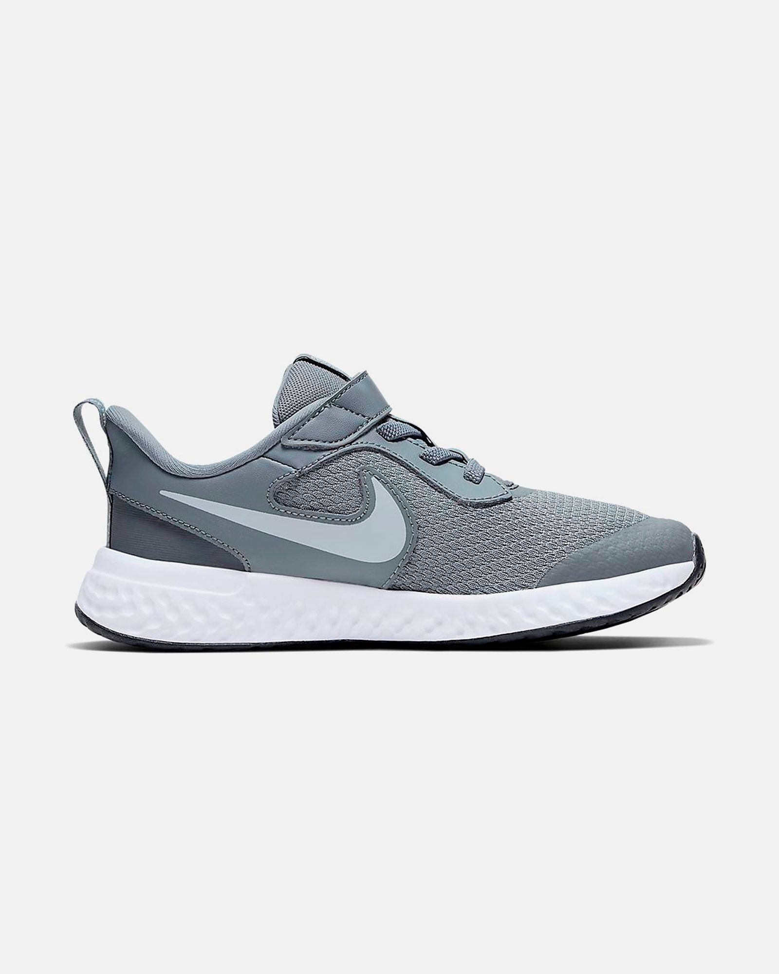 Zapatillas de Running Revolution 5 Velcro Junior Gris - Fútbol Factory