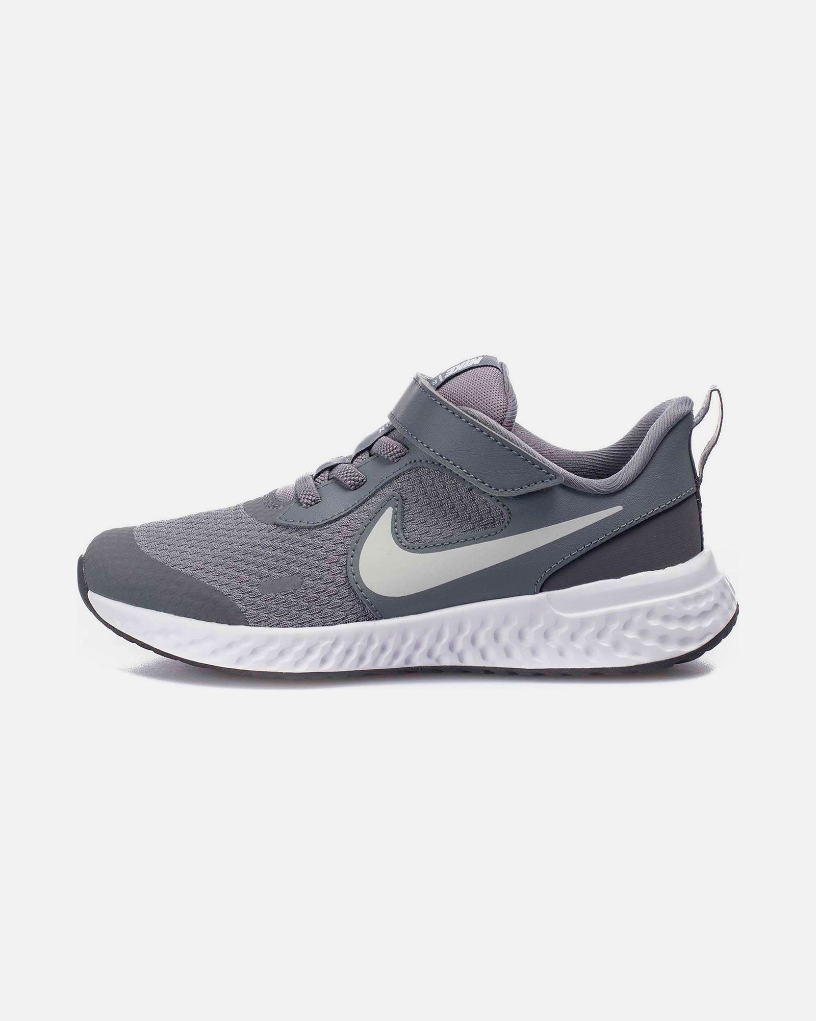 Zapatillas de Running Revolution 5 Velcro Junior Gris - Fútbol Factory