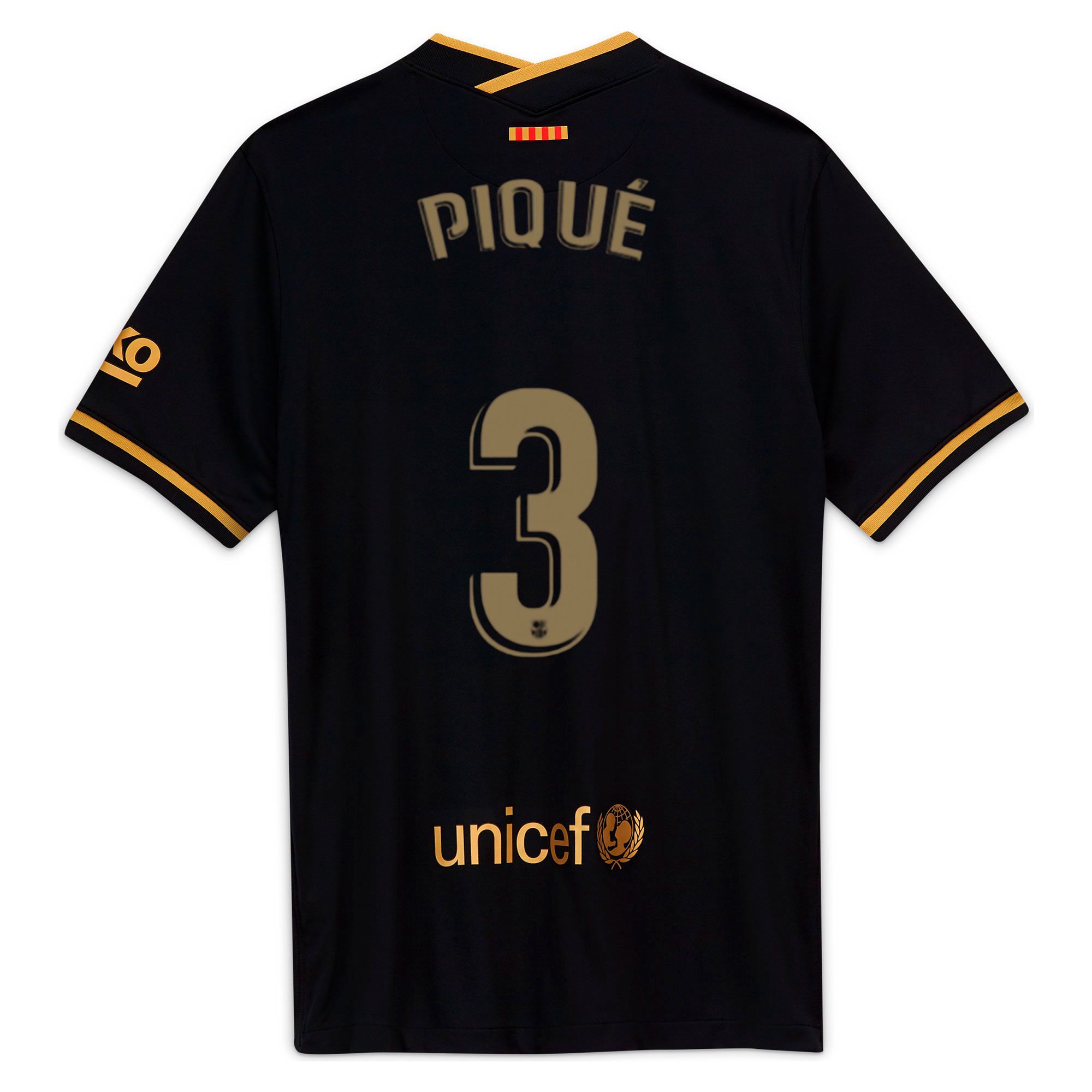 Camiseta 2ª FC Barcelona 2020/2021 Negro Oro Piqué - Fútbol Factory