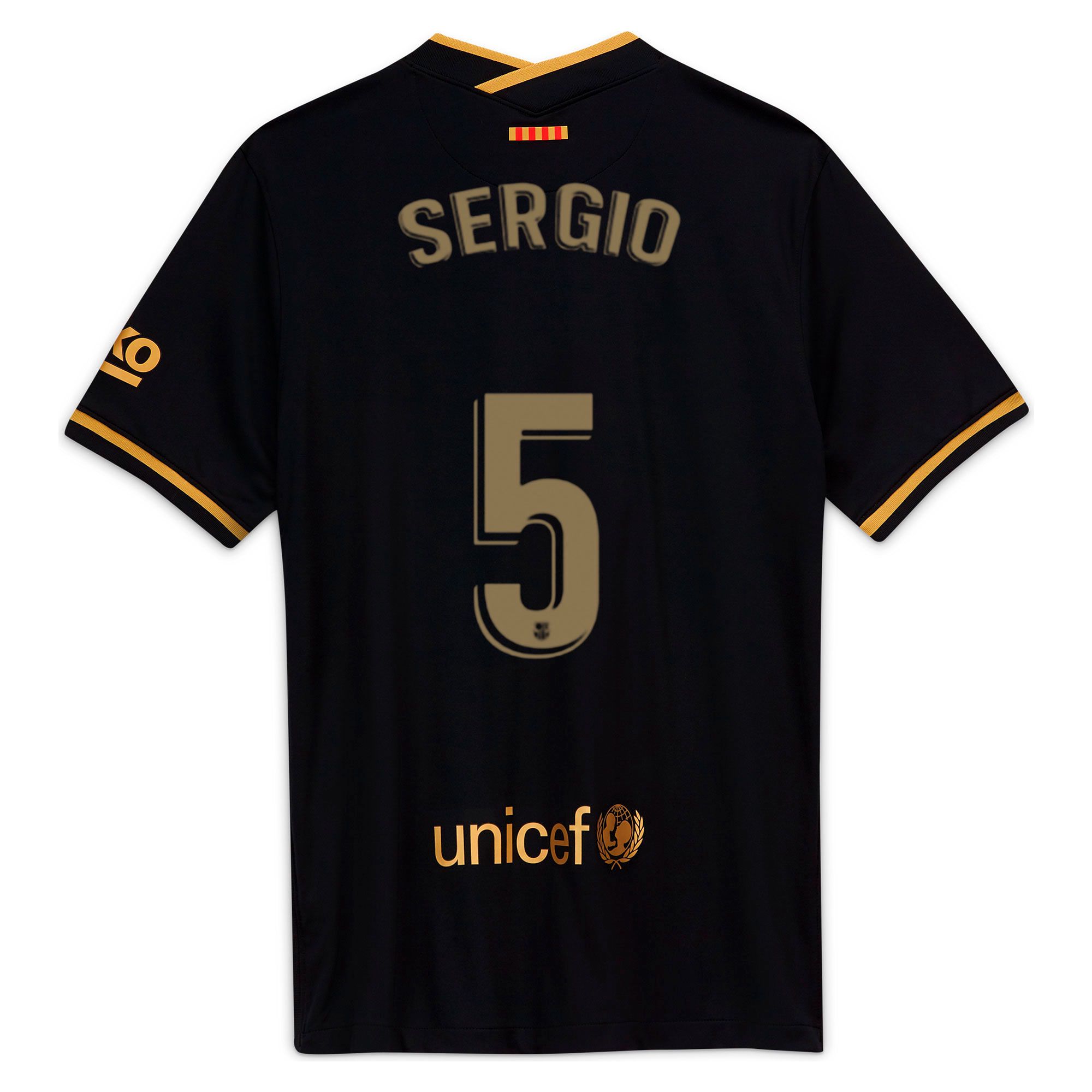 Camiseta 2ª FC Barcelona 2020/2021 Negro Oro Sergio - Fútbol Factory