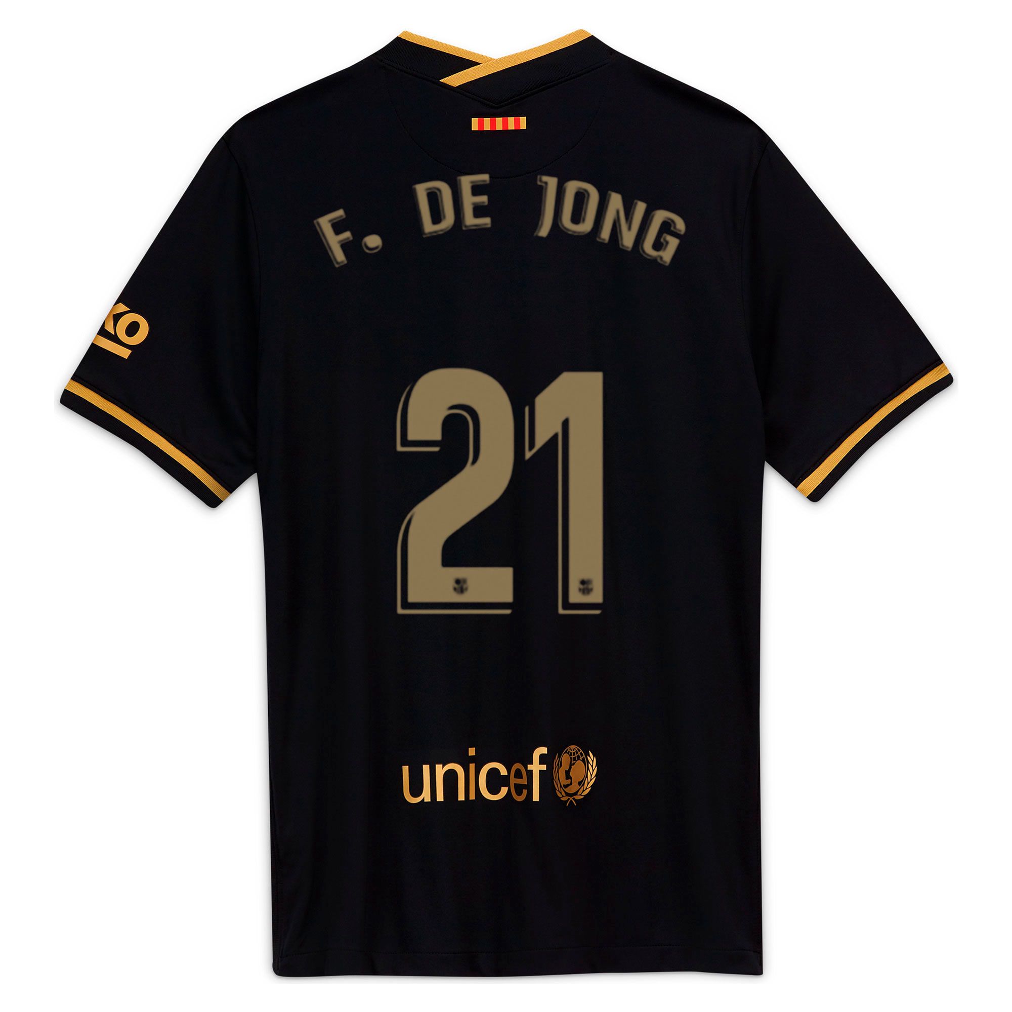 Camiseta 2ª FC Barcelona 2020/2021 Negro Oro F. De Jong - Fútbol Factory