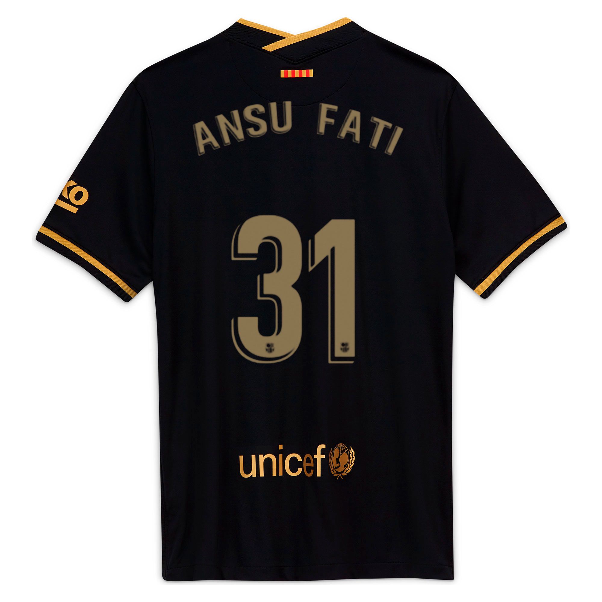 Camiseta 2ª FC Barcelona 2020/2021 Negro Oro Ansu Fati - Fútbol Factory