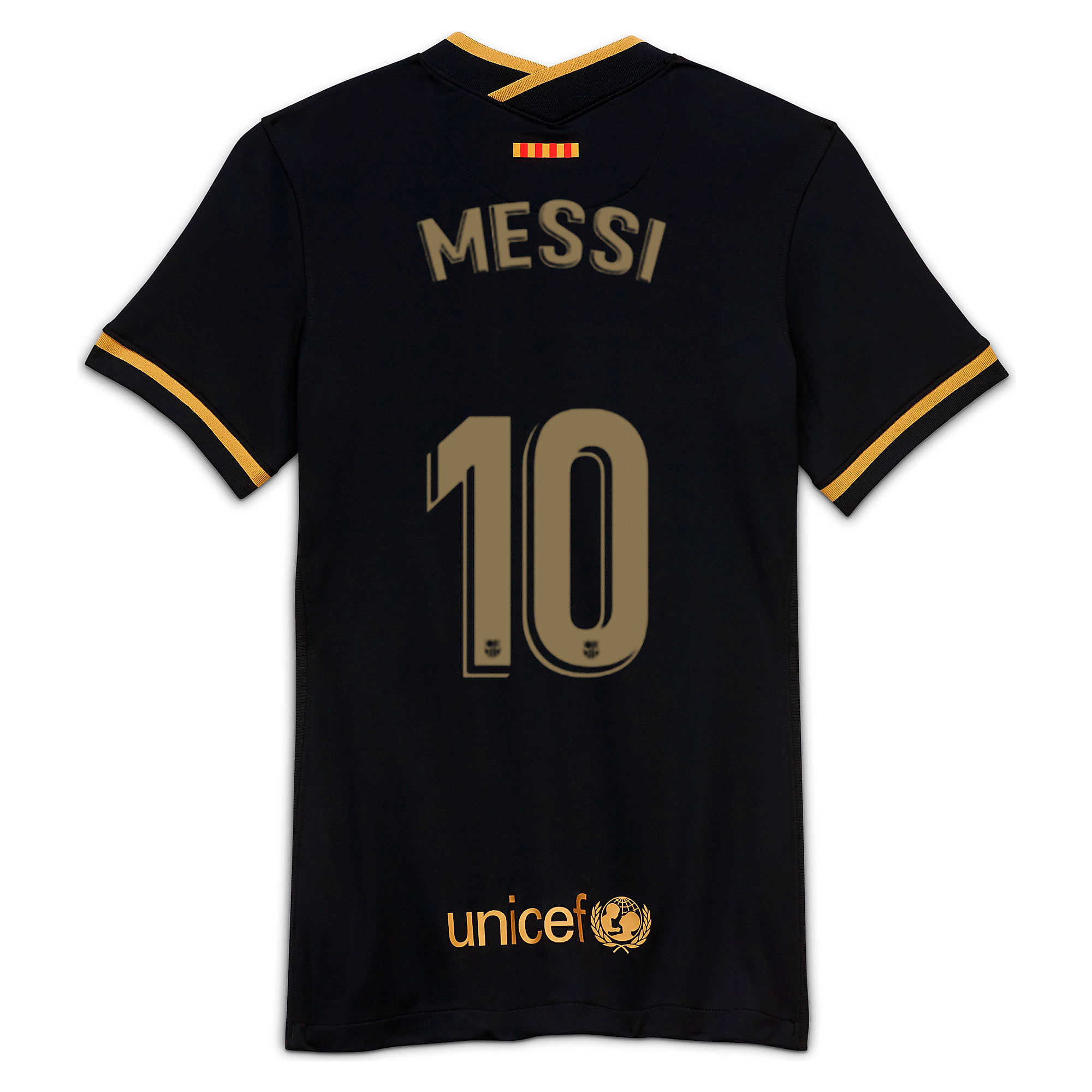 Camiseta 2ª FC Barcelona 2020/2021 Mujer Negro Oro Messi - Fútbol Factory