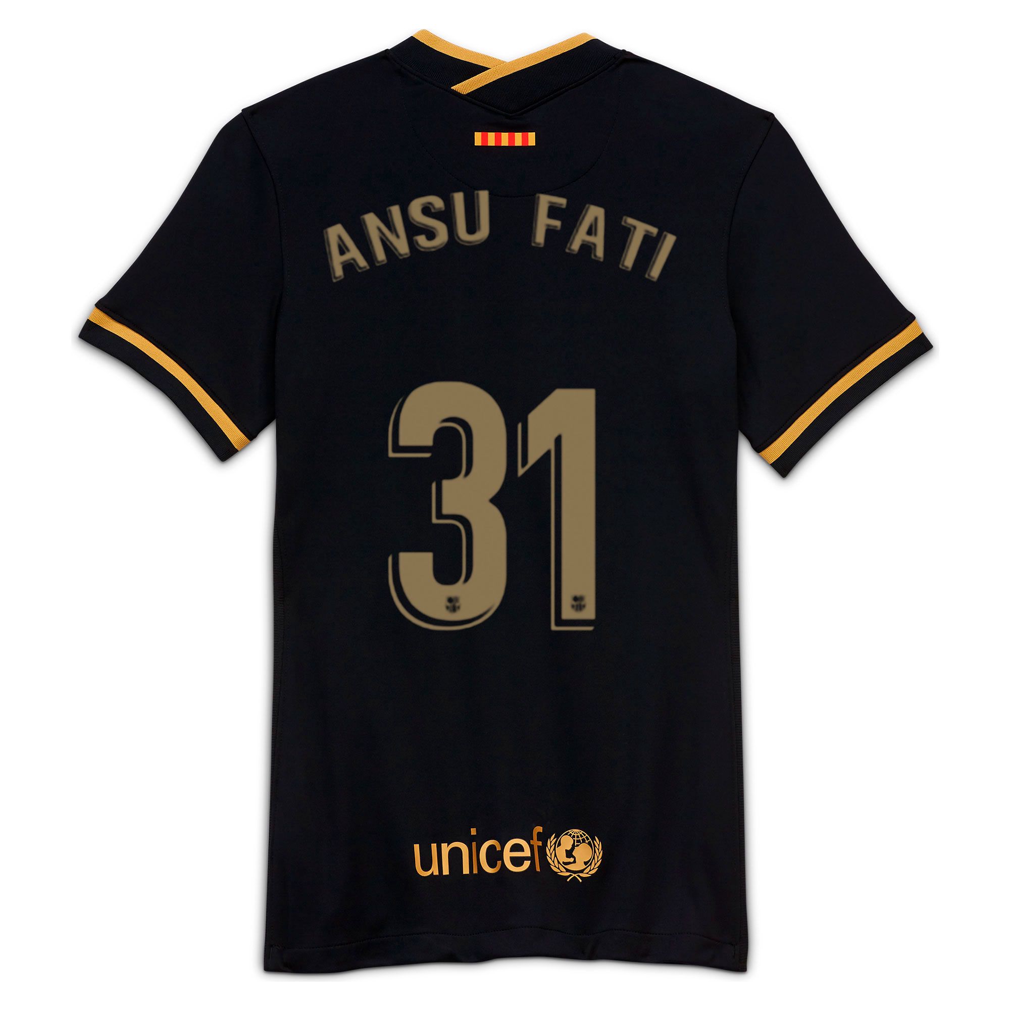 Camiseta 2ª FC Barcelona 2020/2021 Mujer Negro Oro Ansu Fati - Fútbol Factory