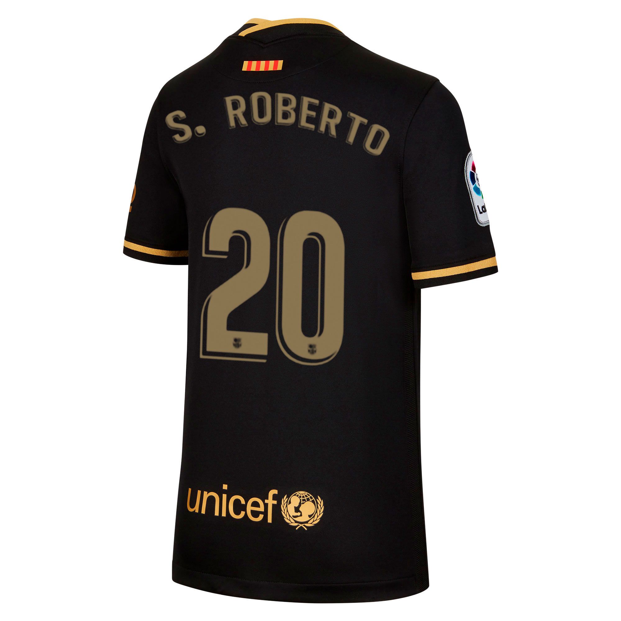 Camiseta 2ª FC Barcelona 2020/2021 Junior Negro Oro S. Roberto - Fútbol Factory