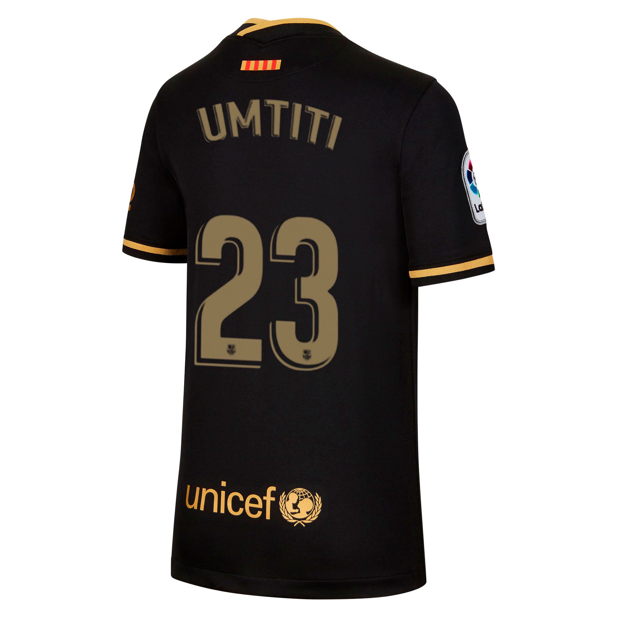 Camiseta 2ª FC Barcelona 2020/2021 Junior Negro Oro Umtiti - Fútbol Factory