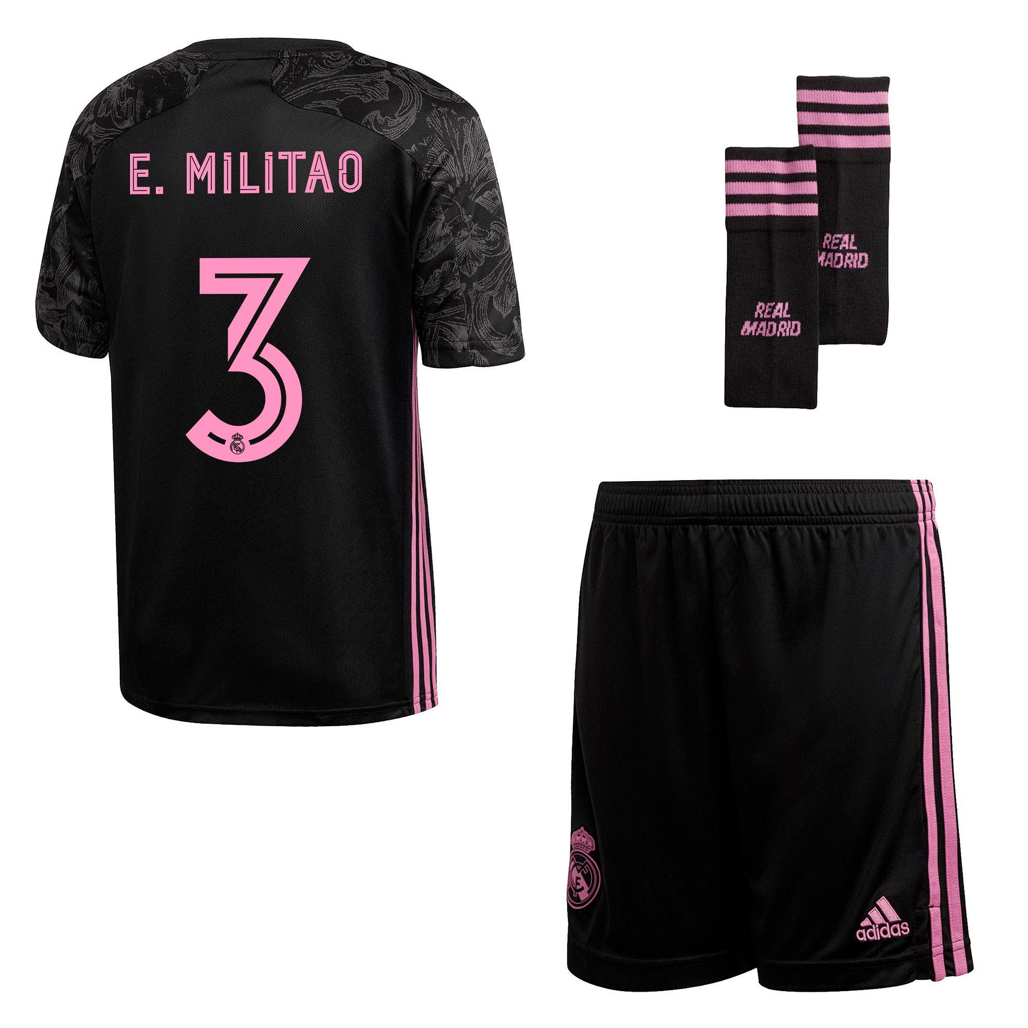 Conjunto 3ª Real Madrid 2020/2021 Junior Negro E. Militao - Fútbol Factory
