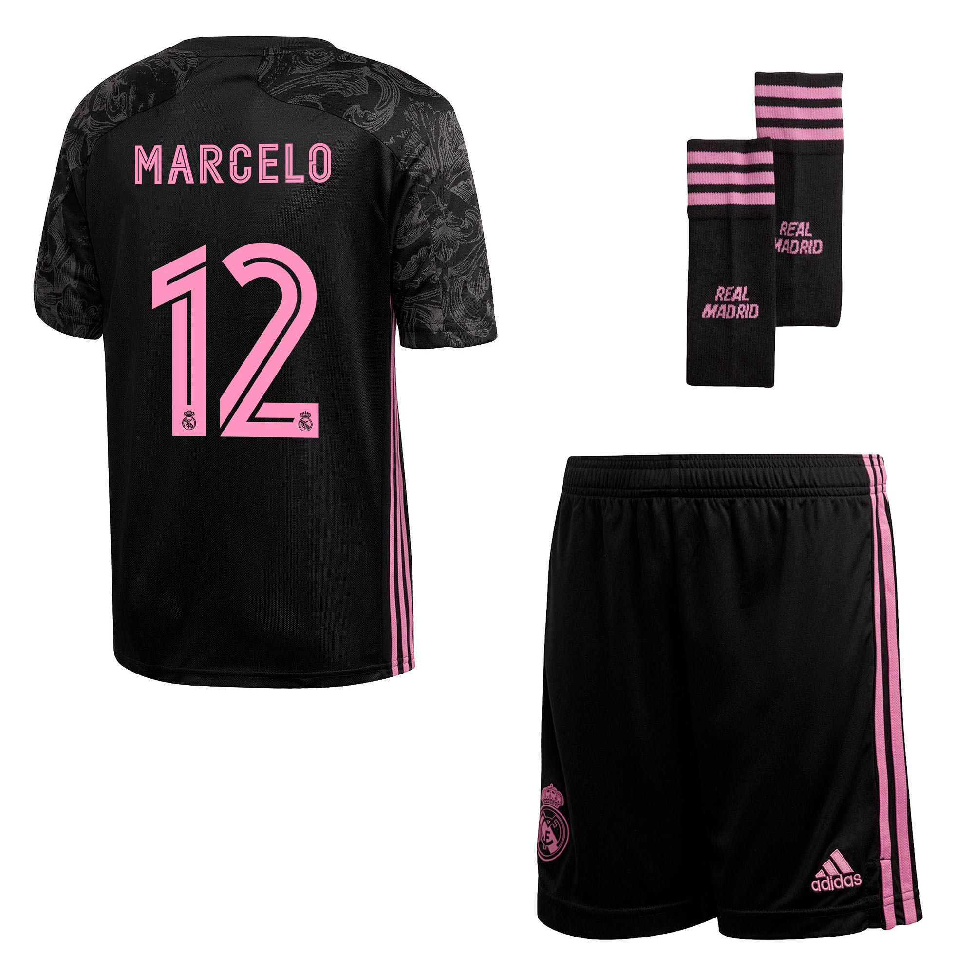 Conjunto 3ª Real Madrid 2020/2021 Junior Negro Marcelo - Fútbol Factory