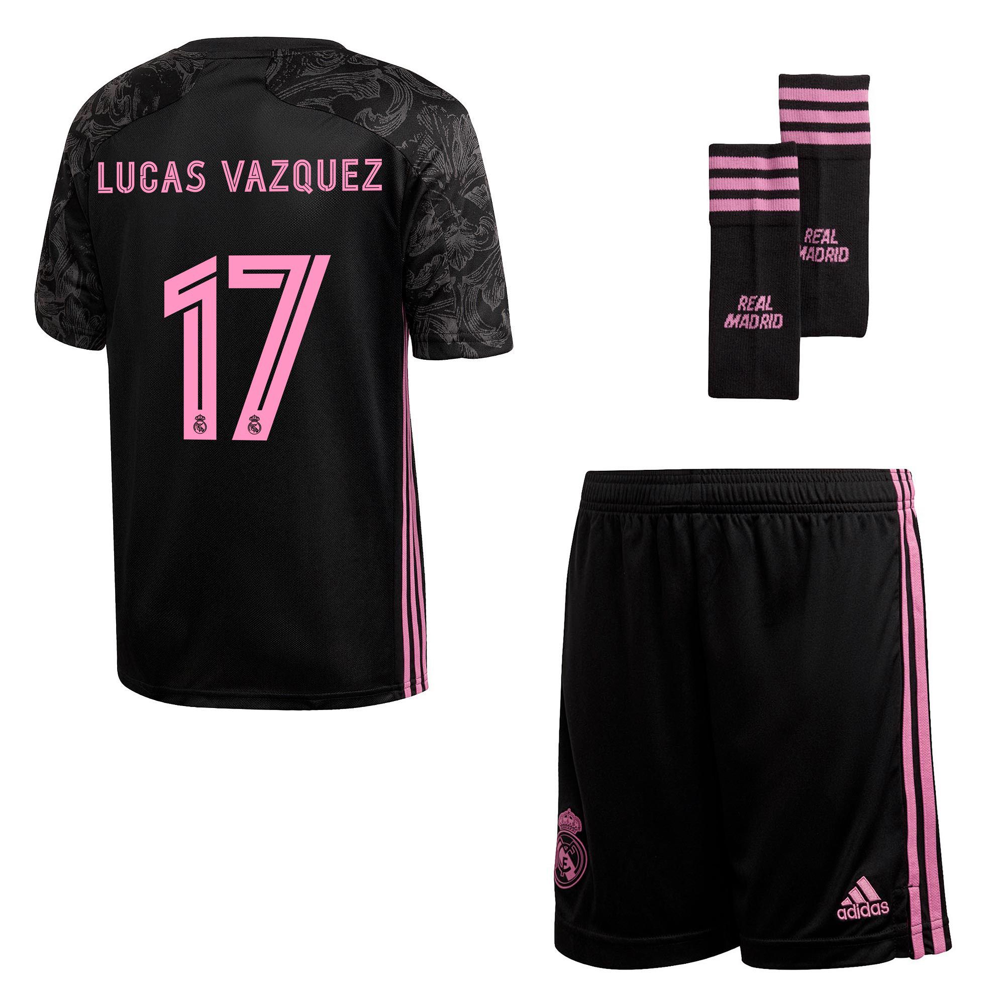 Conjunto 3ª Real Madrid 2020/2021 Junior Negro Lucas Vázquez - Fútbol Factory