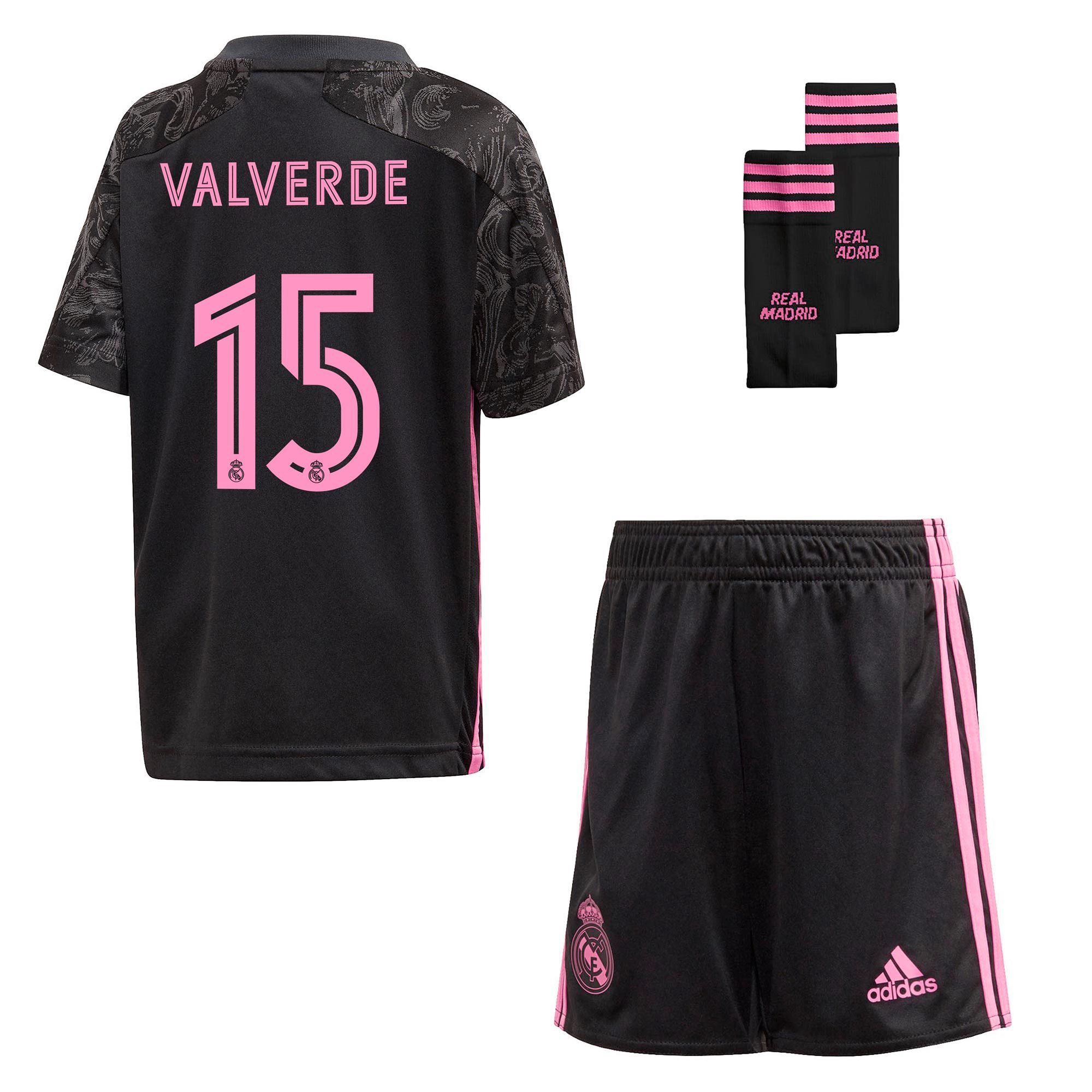 Conjunto 3ª Real Madrid 2020/2021 Infantil Negro Valverde - Fútbol Factory