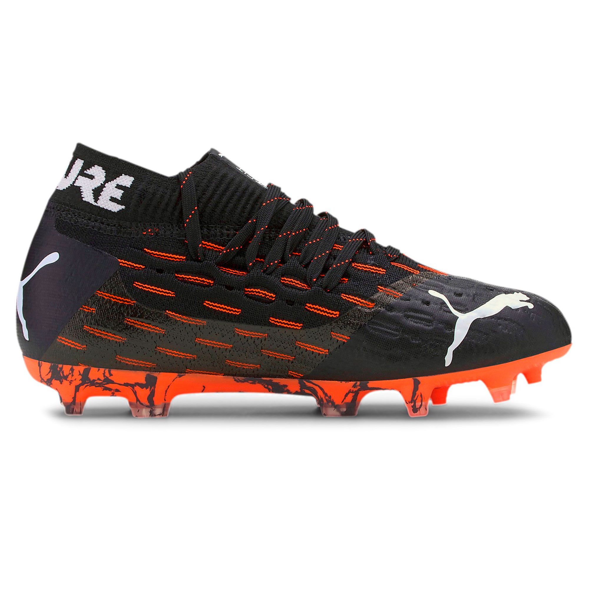 Botas de fútbol Puma Future 6.1 NETFIT FG/AG Junior Negro Naranja - Fútbol Factory