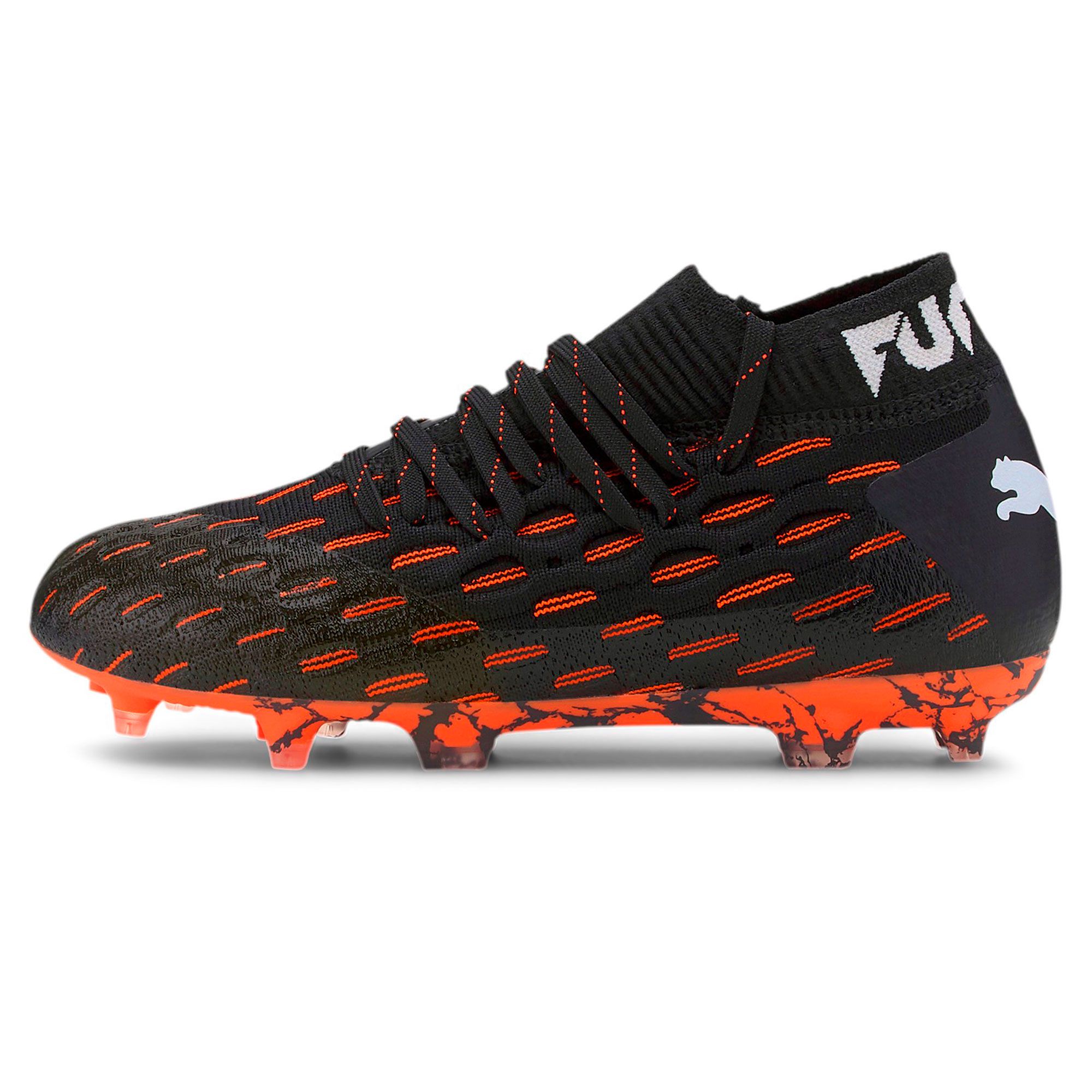 Botas de fútbol Puma Future 6.1 NETFIT FG/AG Junior Negro Naranja - Fútbol Factory