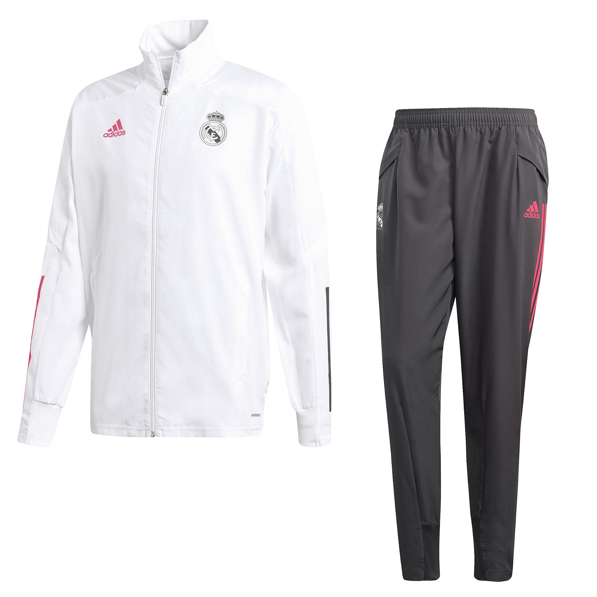 Chándal de Prepartido Real Madrid 2020/2021 Blanco Gris - Fútbol Factory