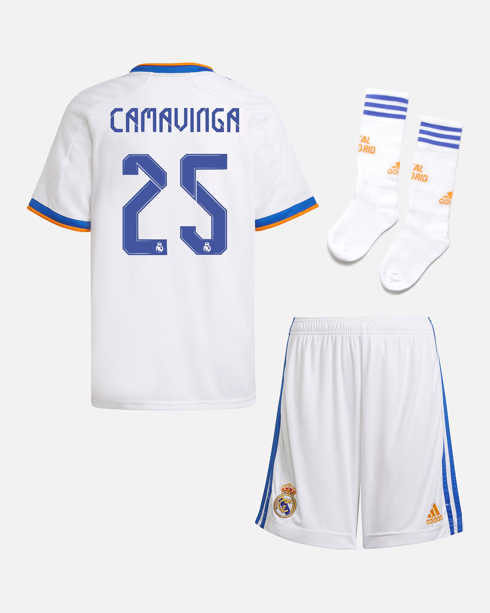 Conjunto 1ª Real Madrid 2021/2022 Camavinga - Fútbol Factory