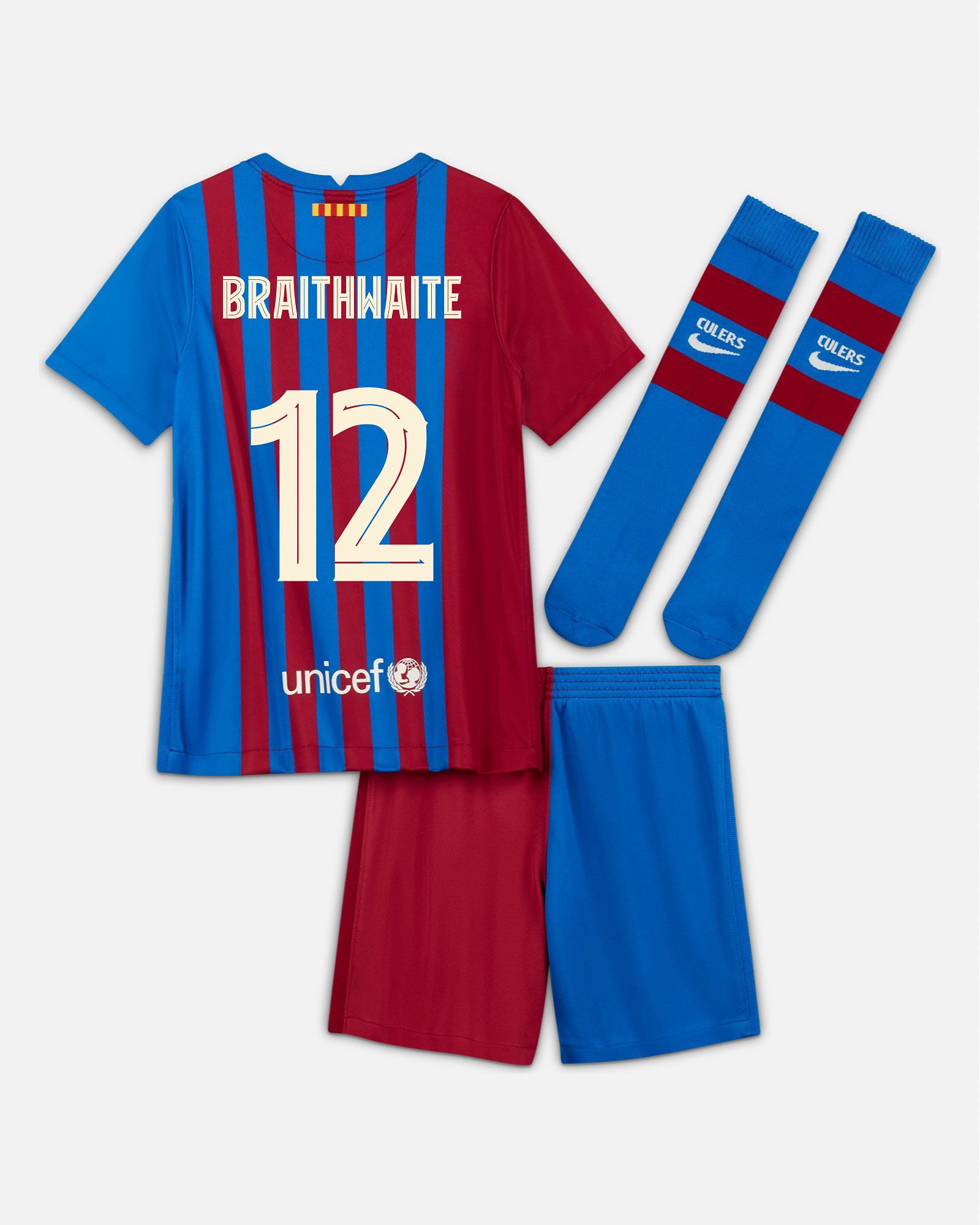 Miniconjunto 1ª FC Barcelona 2021/2022 Braithwaite - Fútbol Factory