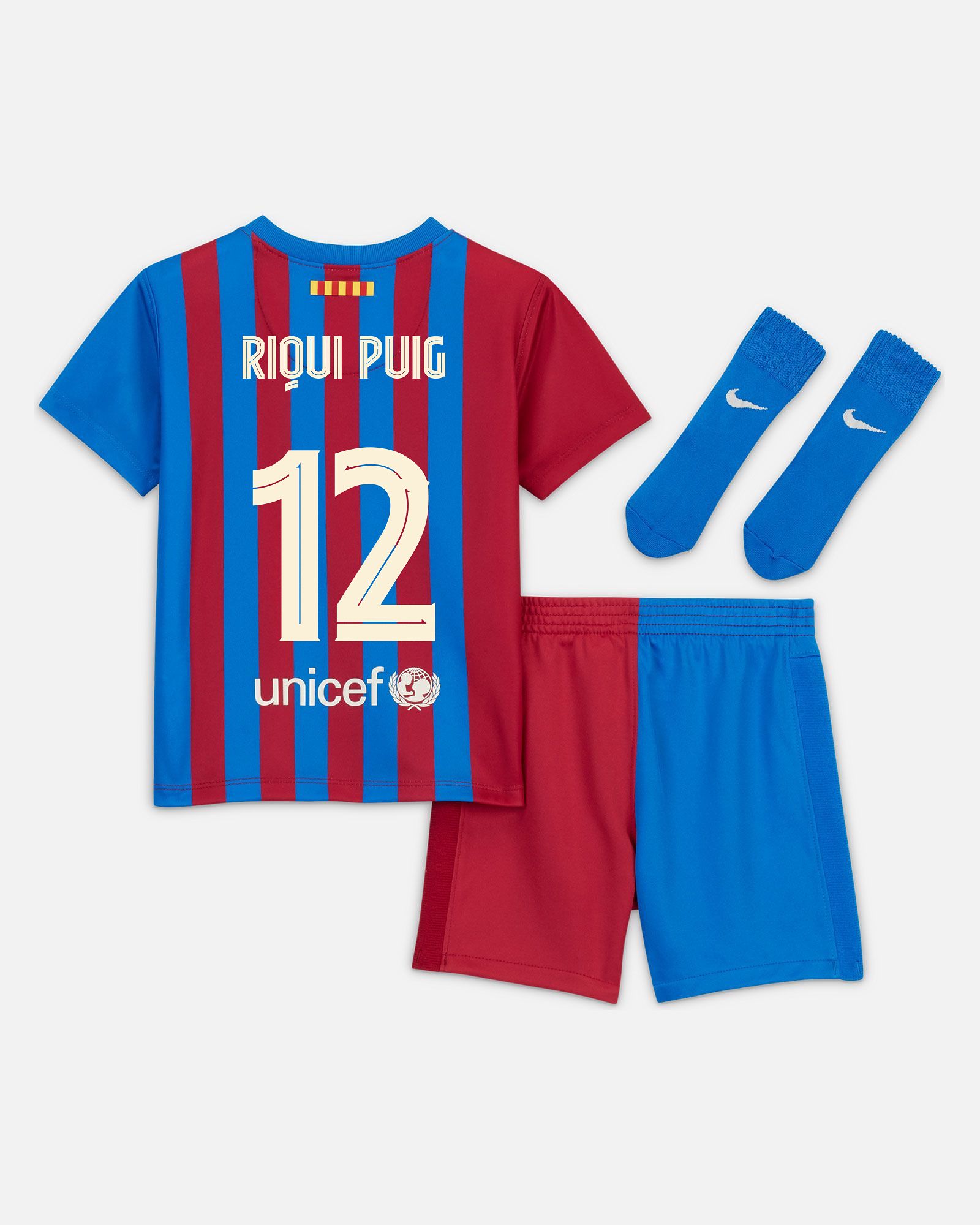 Miniconjunto 1ª FC Barcelona 2021/2022 Riqui Puig - Fútbol Factory