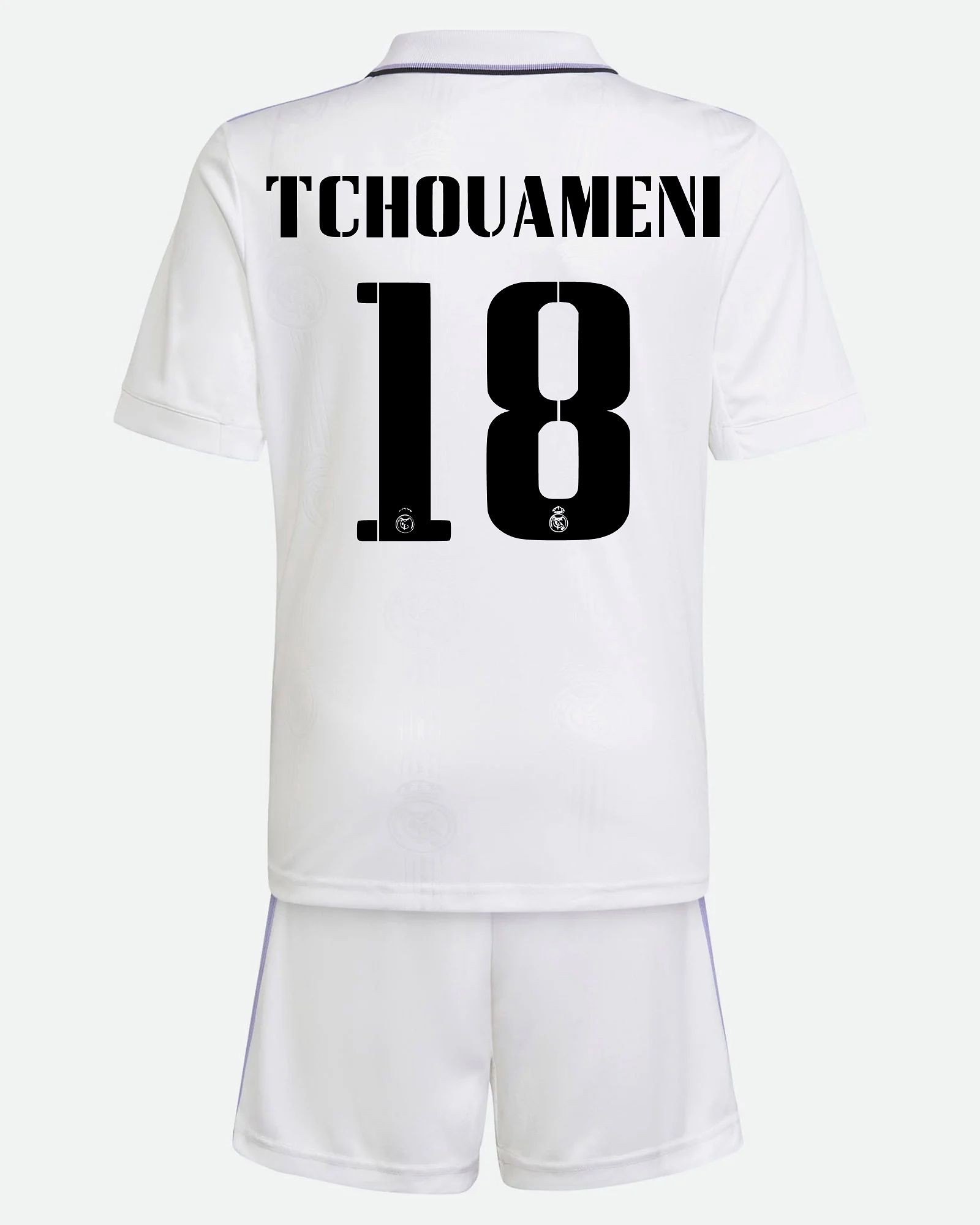 Conjunto 1ª Real Madrid 2022/2023 Tchouameni - Fútbol Factory