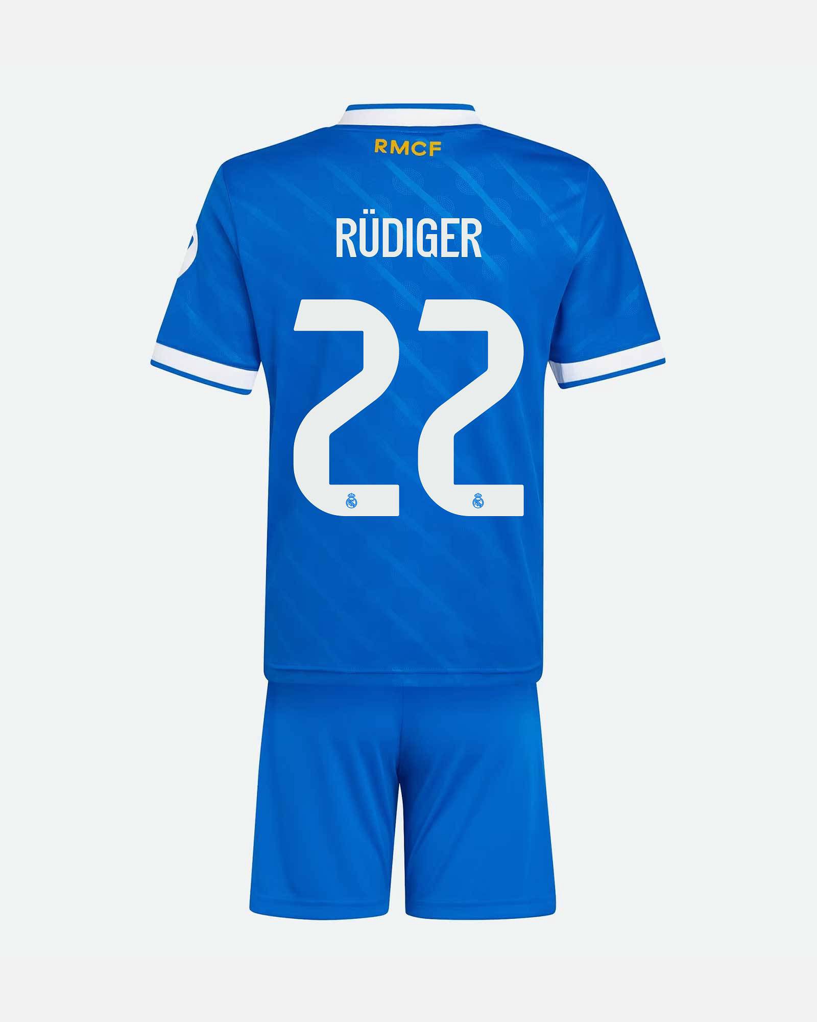 Conjunto 3ª Real Madrid 2025/2026 Rüdiger - Fútbol Factory